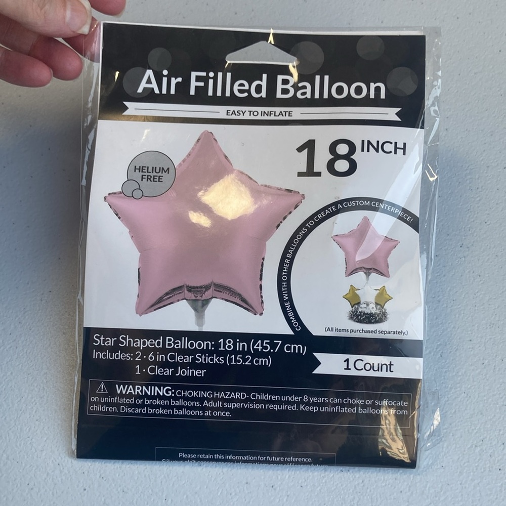 6 balloons helium free pink star balloon 18in each blow them up yourself party - Picture 1 of 9